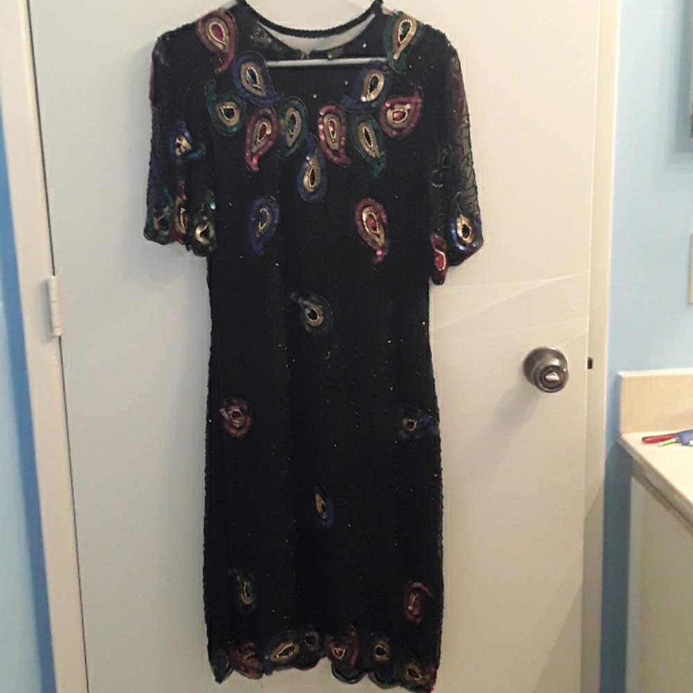 Sequin black fancy dress party silk